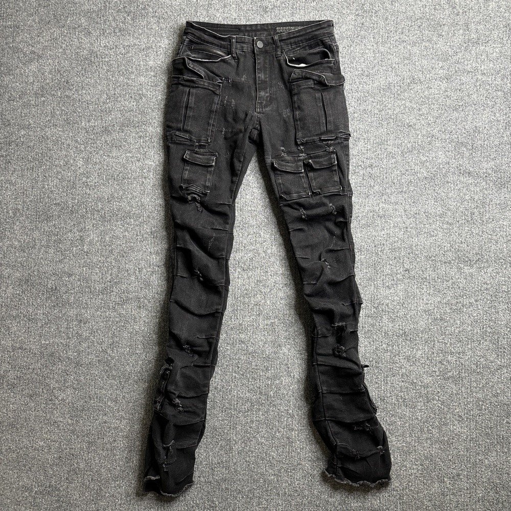 Rockstar Original Jeans Men's 30 RSM 205 Flare Denim Black‎ Distressed Pockets